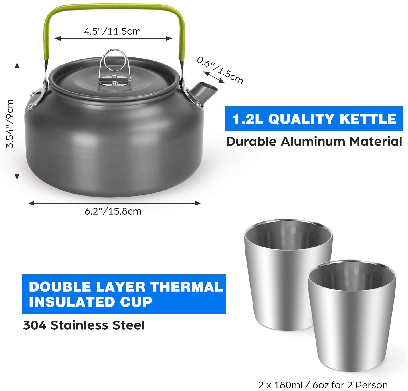1.2L Portable Teapot Coffee Pot Picnic Tea Kettle H094