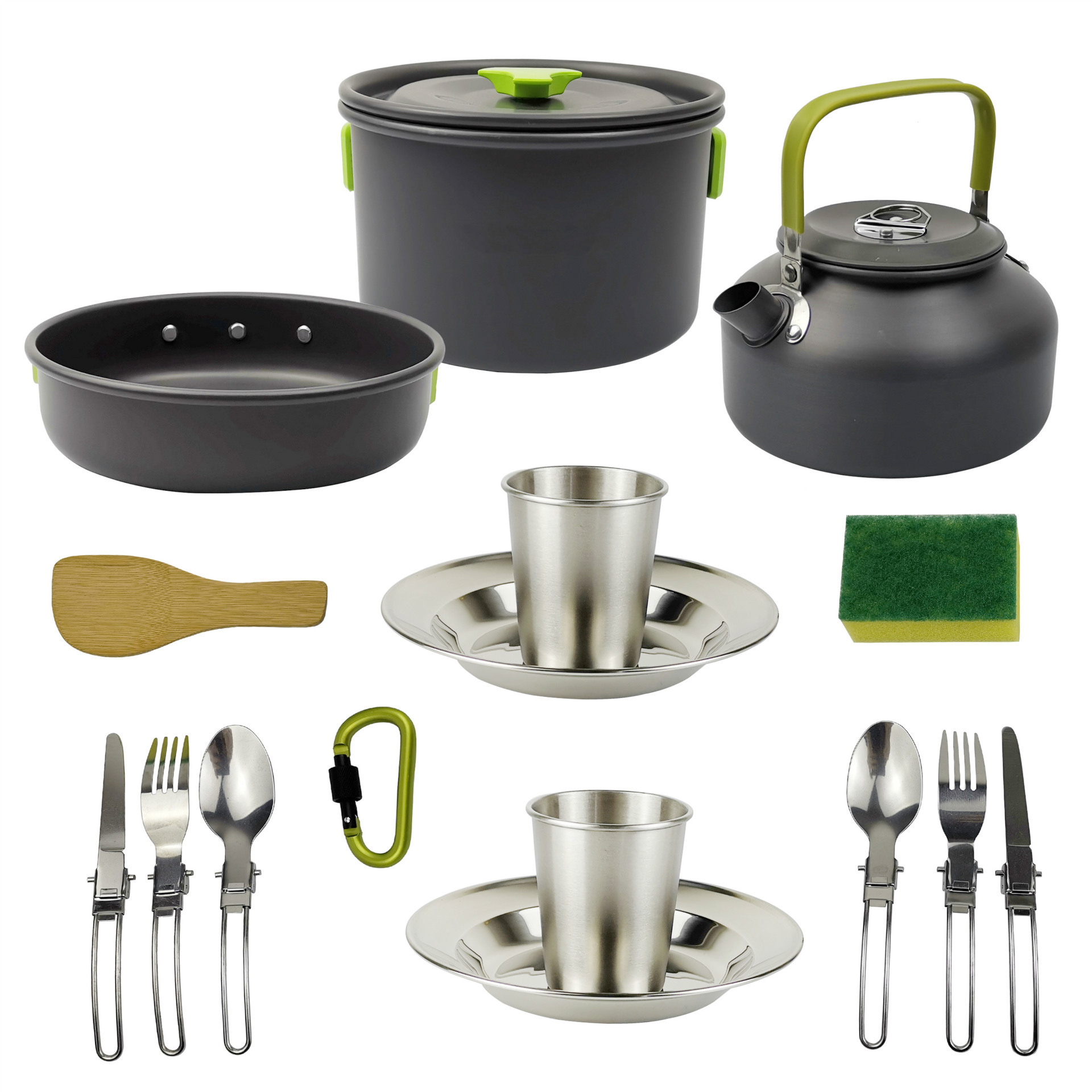 Aluminum alloy pot with plate and water cup combination H072