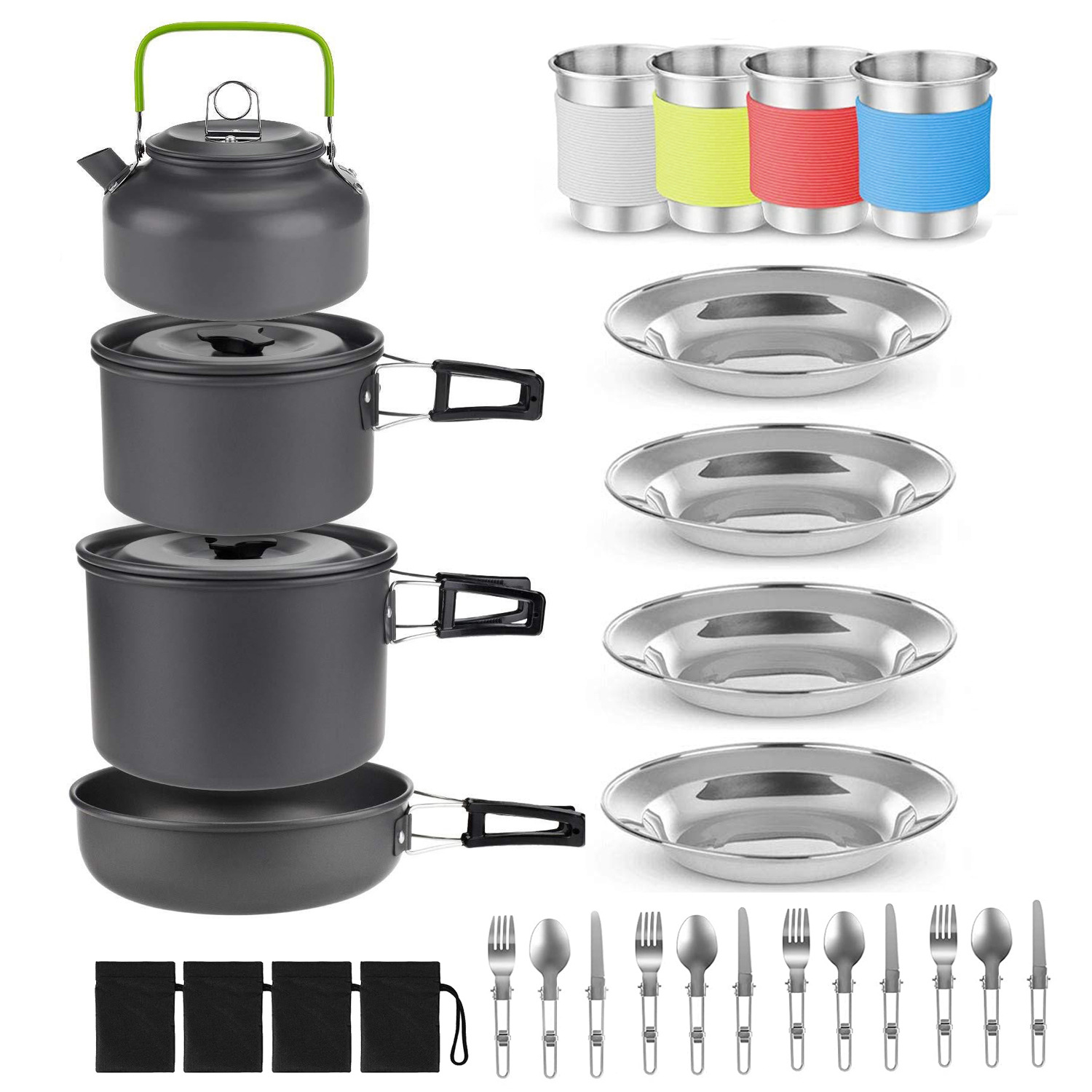 Camping Pot 4-5 People Portable Picnic Cooking Kettle Set H089