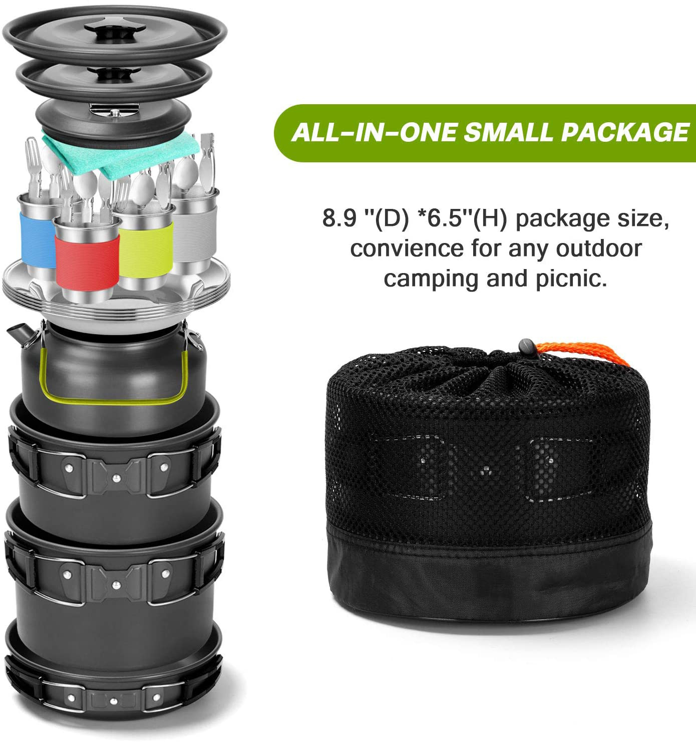 Camping Pot 4-5 People Portable Picnic Cooking Kettle Set H089