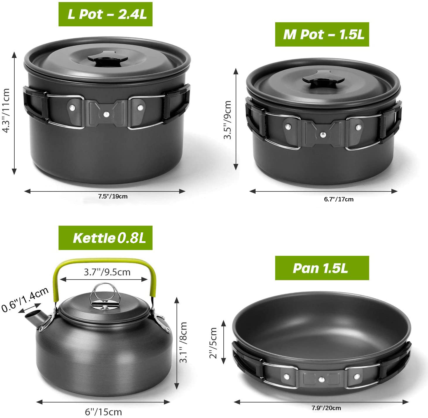 Camping Pot 4-5 People Portable Picnic Cooking Kettle Set H089