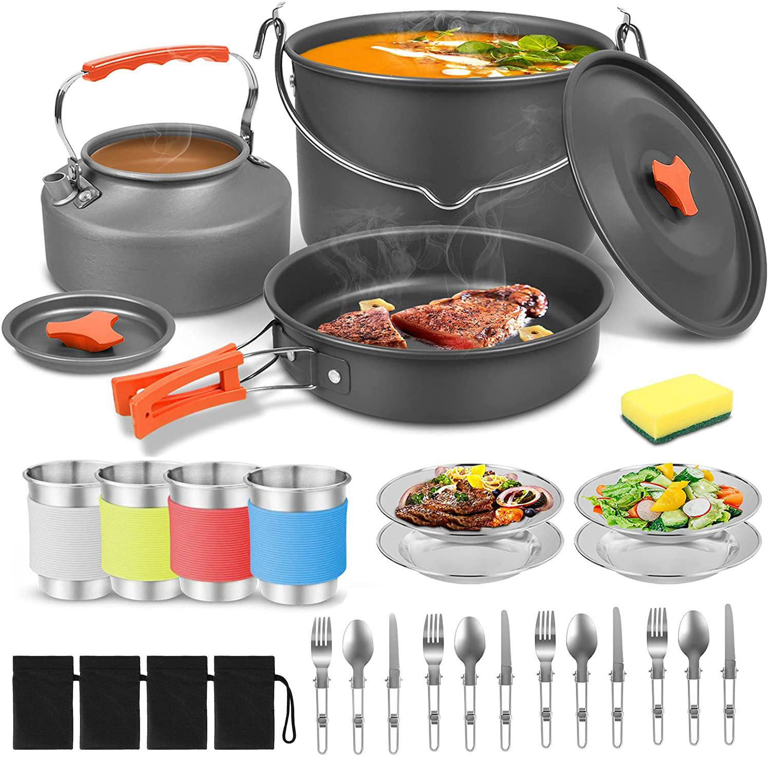4-5 people outdoor hanging pot kettle set pot camping H090