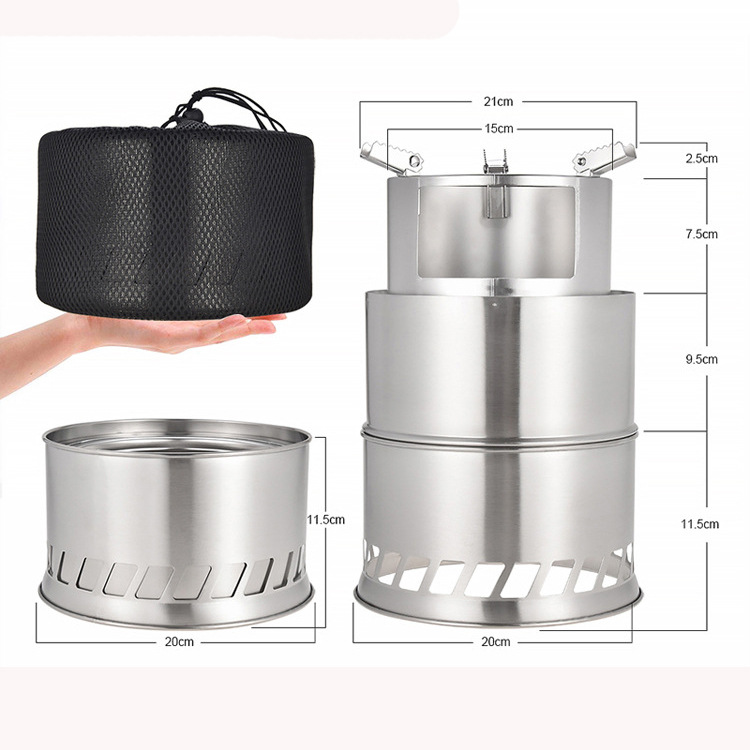 Large Stainless Steel Folding Wood Stove H115