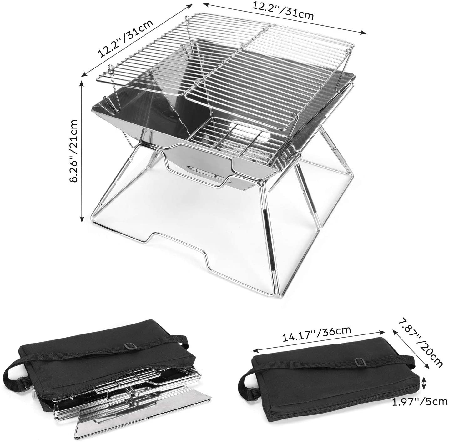 Liftable barbecue grill camping firewood stove H105