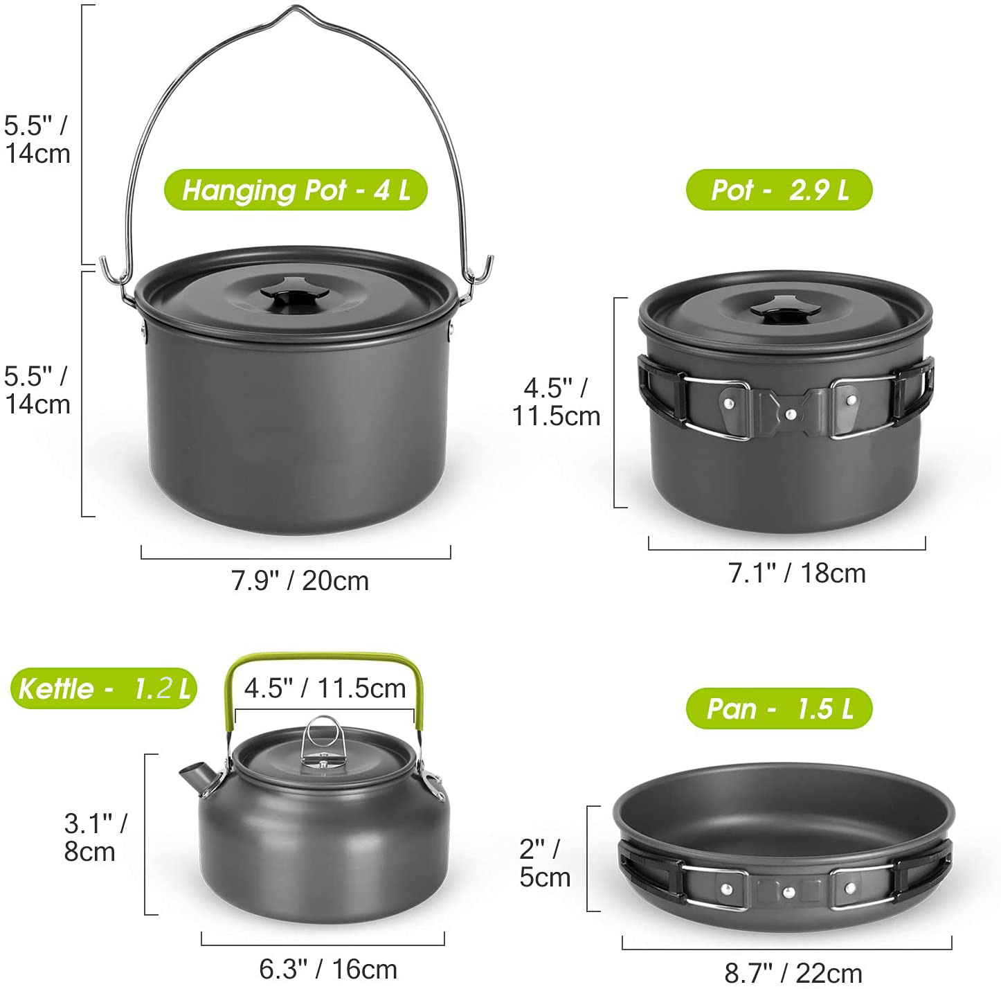 Pot set 5-6 people camping pot portable cooking utensils set H088
