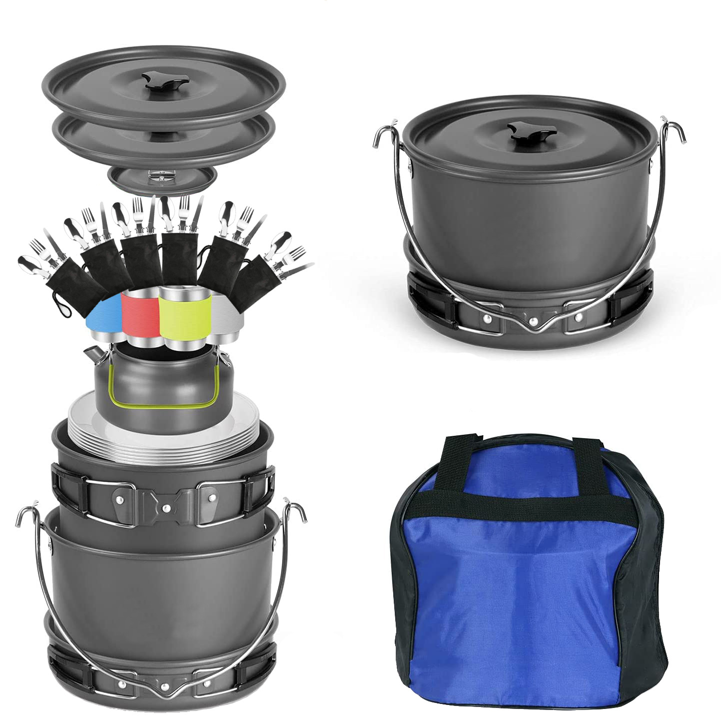 Pot set 5-6 people camping pot portable cooking utensils set H088