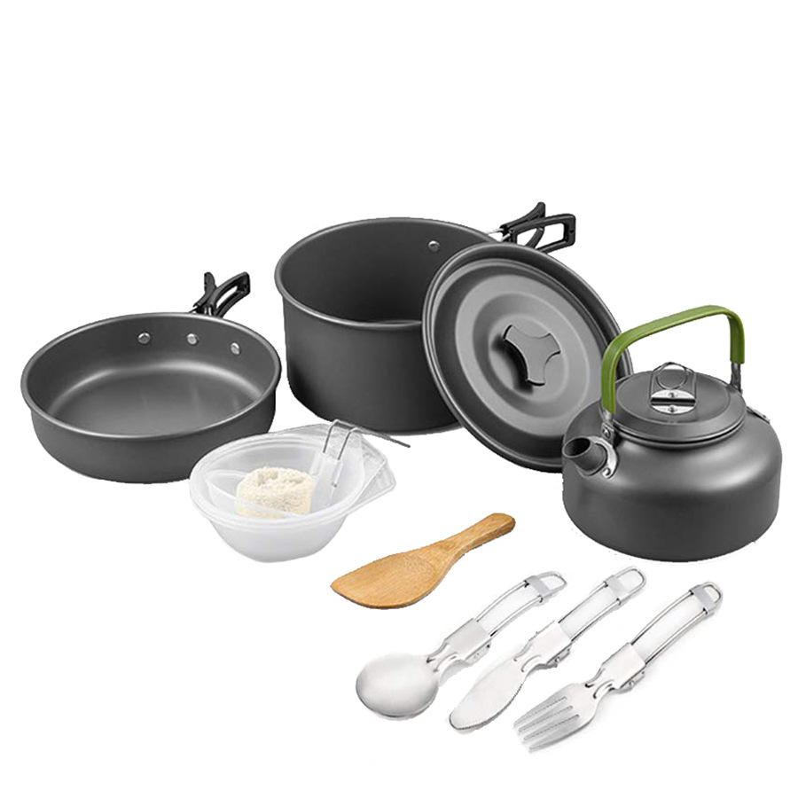 Set of pots with tableware combination camping folding cooker pot set H052