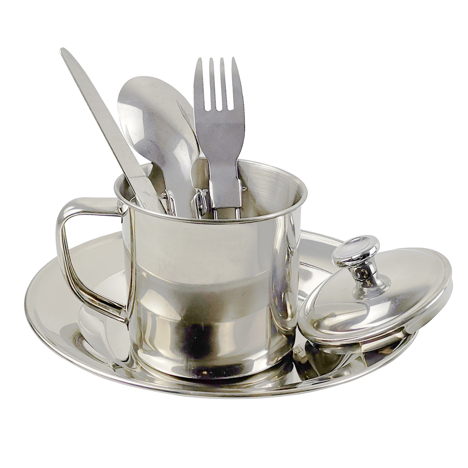 Stainless Steel Cookware Set 1-2 People Hiking Picnic BBQ H103