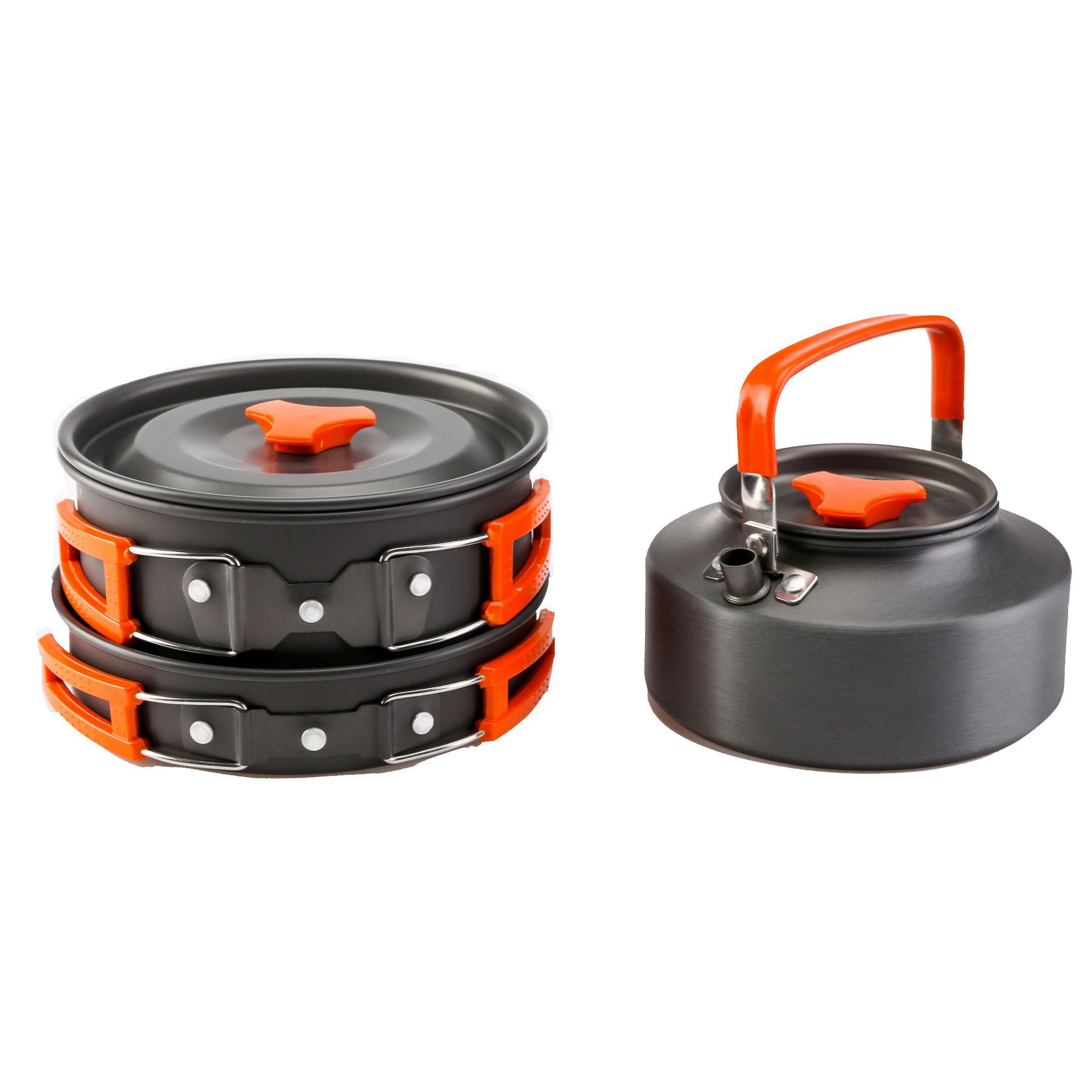 Three-piece set of aluminum alloy camping pots and kettles H077